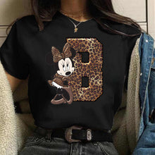 Load image into Gallery viewer, Women's Custom Name Letter Combination Printing T-Shirt Minnie Mouse Letter Font A B C D E F G Short Sleeve Tshirt