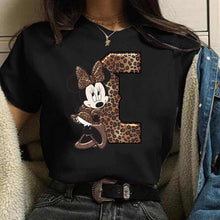 Load image into Gallery viewer, Women's Custom Name Letter Combination Printing T-Shirt Minnie Mouse Letter Font A B C D E F G Short Sleeve Tshirt