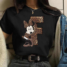 Load image into Gallery viewer, Women's Custom Name Letter Combination Printing T-Shirt Minnie Mouse Letter Font A B C D E F G Short Sleeve Tshirt