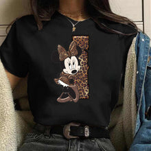 Load image into Gallery viewer, Women's Custom Name Letter Combination Printing T-Shirt Minnie Mouse Letter Font A B C D E F G Short Sleeve Tshirt