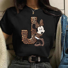 Load image into Gallery viewer, Women's Custom Name Letter Combination Printing T-Shirt Minnie Mouse Letter Font A B C D E F G Short Sleeve Tshirt