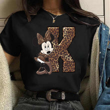 Load image into Gallery viewer, Women's Custom Name Letter Combination Printing T-Shirt Minnie Mouse Letter Font A B C D E F G Short Sleeve Tshirt