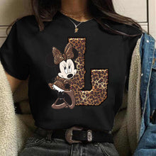 Load image into Gallery viewer, Women's Custom Name Letter Combination Printing T-Shirt Minnie Mouse Letter Font A B C D E F G Short Sleeve Tshirt