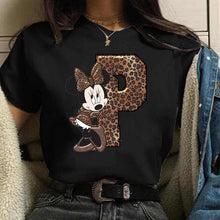 Load image into Gallery viewer, Women's Custom Name Letter Combination Printing T-Shirt Minnie Mouse Letter Font A B C D E F G Short Sleeve Tshirt