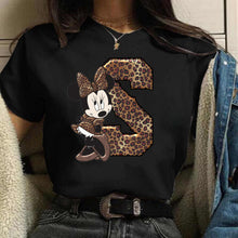Load image into Gallery viewer, Women's Custom Name Letter Combination Printing T-Shirt Minnie Mouse Letter Font A B C D E F G Short Sleeve Tshirt