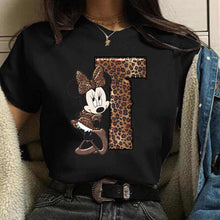 Load image into Gallery viewer, Women's Custom Name Letter Combination Printing T-Shirt Minnie Mouse Letter Font A B C D E F G Short Sleeve Tshirt