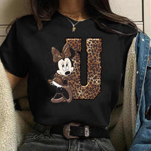 Load image into Gallery viewer, Women's Custom Name Letter Combination Printing T-Shirt Minnie Mouse Letter Font A B C D E F G Short Sleeve Tshirt