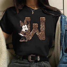 Load image into Gallery viewer, Women's Custom Name Letter Combination Printing T-Shirt Minnie Mouse Letter Font A B C D E F G Short Sleeve Tshirt