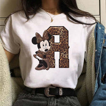 Load image into Gallery viewer, Women's Custom Name Letter Combination Printing T-Shirt Minnie Mouse Letter Font A B C D E F G Short Sleeve Tshirt