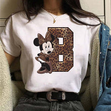 Load image into Gallery viewer, Women's Custom Name Letter Combination Printing T-Shirt Minnie Mouse Letter Font A B C D E F G Short Sleeve Tshirt