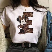Load image into Gallery viewer, Women's Custom Name Letter Combination Printing T-Shirt Minnie Mouse Letter Font A B C D E F G Short Sleeve Tshirt