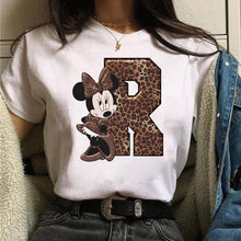 Load image into Gallery viewer, Women's Custom Name Letter Combination Printing T-Shirt Minnie Mouse Letter Font A B C D E F G Short Sleeve Tshirt