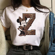 Load image into Gallery viewer, Women's Custom Name Letter Combination Printing T-Shirt Minnie Mouse Letter Font A B C D E F G Short Sleeve Tshirt