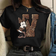 Load image into Gallery viewer, Women's Custom Name Letter Combination Printing T-Shirt Minnie Mouse Letter Font A B C D E F G Short Sleeve Tshirt