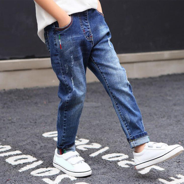 IENENS Kids Boys Jeans  Fashion Clothes Classic Pants Denim Clothing Children Baby Boy Casual Bowboy Long Trousers  5-13Y