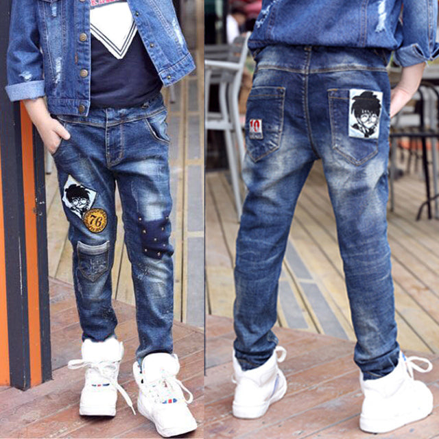 IENENS Kids Boys Jeans  Fashion Clothes Classic Pants Denim Clothing Children Baby Boy Casual Bowboy Long Trousers  5-13Y