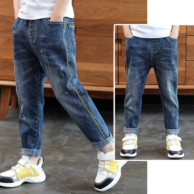 IENENS Kids Boys Jeans  Fashion Clothes Classic Pants Denim Clothing Children Baby Boy Casual Bowboy Long Trousers  5-13Y