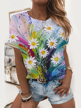 Charger l&#39;image dans la galerie, 3D Sunflower Women&#39;s floral print T-shirts, round neck T-shirts and Floral print, women&#39;s T-shirts