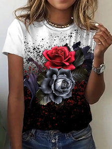 3D Sunflower Women&#39;s floral print T-shirts, round neck T-shirts and Floral print, women&#39;s T-shirts