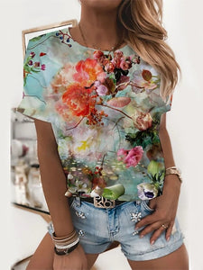 3D Sunflower Women&#39;s floral print T-shirts, round neck T-shirts and Floral print, women&#39;s T-shirts