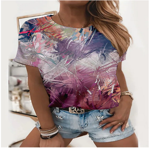 3D Sunflower Women&#39;s floral print T-shirts, round neck T-shirts and Floral print, women&#39;s T-shirts