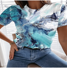 Charger l&#39;image dans la galerie, 3D Sunflower Women&#39;s floral print T-shirts, round neck T-shirts and Floral print, women&#39;s T-shirts