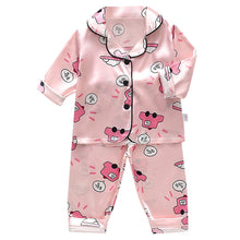 Load image into Gallery viewer, LJW Children&#39;s pajamas set Baby suit Kids Clothes Toddler Boys Girls Ice silk satin Tops Pants Set home Wear Kids pajamas