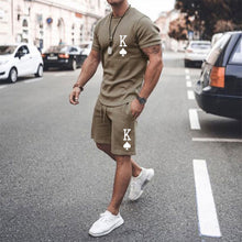 Load image into Gallery viewer, Summer Solid Color 2 Piece Sets Tracksuit Men's Oversized Clothes Retro Beach Style 3D Printed t shirts Men Suit Tshirt Shorts