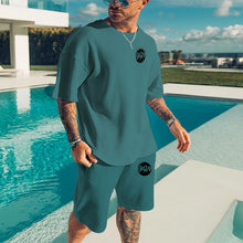 Load image into Gallery viewer, Summer Solid Color 2 Piece Sets Tracksuit Men's Oversized Clothes Retro Beach Style 3D Printed t shirts Men Suit Tshirt Shorts