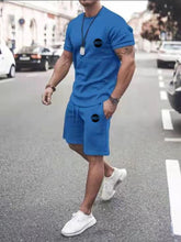 Load image into Gallery viewer, Summer Solid Color 2 Piece Sets Tracksuit Men's Oversized Clothes Retro Beach Style 3D Printed t shirts Men Suit Tshirt Shorts