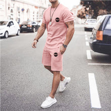 Load image into Gallery viewer, Summer Solid Color 2 Piece Sets Tracksuit Men's Oversized Clothes Retro Beach Style 3D Printed t shirts Men Suit Tshirt Shorts