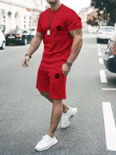 Load image into Gallery viewer, Summer Solid Color 2 Piece Sets Tracksuit Men's Oversized Clothes Retro Beach Style 3D Printed t shirts Men Suit Tshirt Shorts