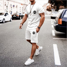 Load image into Gallery viewer, Summer Solid Color 2 Piece Sets Tracksuit Men's Oversized Clothes Retro Beach Style 3D Printed t shirts Men Suit Tshirt Shorts
