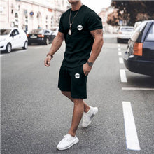 Load image into Gallery viewer, Summer Solid Color 2 Piece Sets Tracksuit Men's Oversized Clothes Retro Beach Style 3D Printed t shirts Men Suit Tshirt Shorts