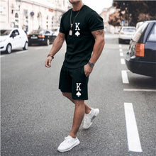 Load image into Gallery viewer, Summer Solid Color 2 Piece Sets Tracksuit Men's Oversized Clothes Retro Beach Style 3D Printed t shirts Men Suit Tshirt Shorts