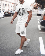 Load image into Gallery viewer, Summer Solid Color 2 Piece Sets Tracksuit Men's Oversized Clothes Retro Beach Style 3D Printed t shirts Men Suit Tshirt Shorts