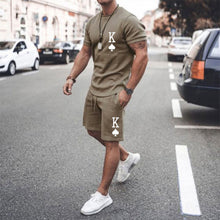 Load image into Gallery viewer, Summer Solid Color 2 Piece Sets Tracksuit Men's Oversized Clothes Retro Beach Style 3D Printed t shirts Men Suit Tshirt Shorts