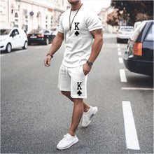 Load image into Gallery viewer, Summer Solid Color 2 Piece Sets Tracksuit Men's Oversized Clothes Retro Beach Style 3D Printed t shirts Men Suit Tshirt Shorts