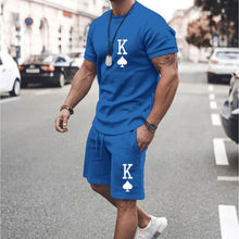 Load image into Gallery viewer, Summer Solid Color 2 Piece Sets Tracksuit Men's Oversized Clothes Retro Beach Style 3D Printed t shirts Men Suit Tshirt Shorts