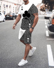 Load image into Gallery viewer, Summer Solid Color 2 Piece Sets Tracksuit Men's Oversized Clothes Retro Beach Style 3D Printed t shirts Men Suit Tshirt Shorts