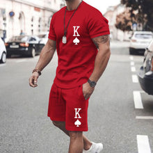 Load image into Gallery viewer, Summer Solid Color 2 Piece Sets Tracksuit Men's Oversized Clothes Retro Beach Style 3D Printed t shirts Men Suit Tshirt Shorts
