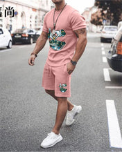 Load image into Gallery viewer, Summer Solid Color 2 Piece Sets Tracksuit Men's Oversized Clothes Retro Beach Style 3D Printed t shirts Men Suit Tshirt Shorts