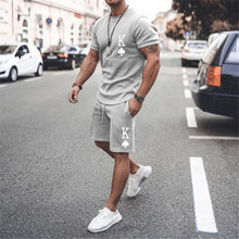Load image into Gallery viewer, Summer Solid Color 2 Piece Sets Tracksuit Men's Oversized Clothes Retro Beach Style 3D Printed t shirts Men Suit Tshirt Shorts