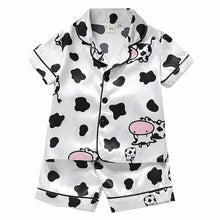 Load image into Gallery viewer, LJW Children&#39;s pajamas set Baby suit Kids Clothes Toddler Boys Girls Ice silk satin Tops Pants Set home Wear Kids pajamas