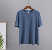 Load image into Gallery viewer, Hirsionsan Basic Cotton T Shirt Women 2022 Summer New Loose Solid Tees 19 Color Casual Loose Tshirt Oversized O Neck Female Tops