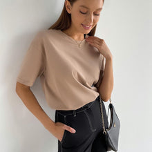 Load image into Gallery viewer, Hirsionsan Basic Cotton T Shirt Women 2022 Summer New Loose Solid Tees 19 Color Casual Loose Tshirt Oversized O Neck Female Tops