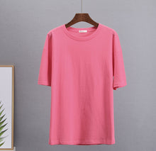 Load image into Gallery viewer, Hirsionsan Basic Cotton T Shirt Women 2022 Summer New Loose Solid Tees 19 Color Casual Loose Tshirt Oversized O Neck Female Tops