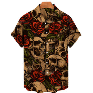 Men&#39;s Hawaiian Shirt Loose Top 5xl 3d Skull Print Shirts For Men 2022 Fashion Shirt Men Women Tee Breathable Summer Short Sleeve