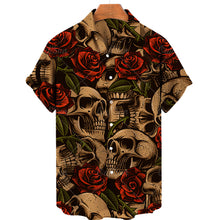 Charger l&#39;image dans la galerie, Men&#39;s Hawaiian Shirt Loose Top 5xl 3d Skull Print Shirts For Men 2022 Fashion Shirt Men Women Tee Breathable Summer Short Sleeve