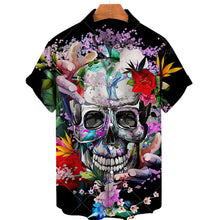 Charger l&#39;image dans la galerie, Men&#39;s Hawaiian Shirt Loose Top 5xl 3d Skull Print Shirts For Men 2022 Fashion Shirt Men Women Tee Breathable Summer Short Sleeve